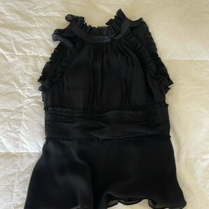 Elegant Black Ruffled Sleeveless Top